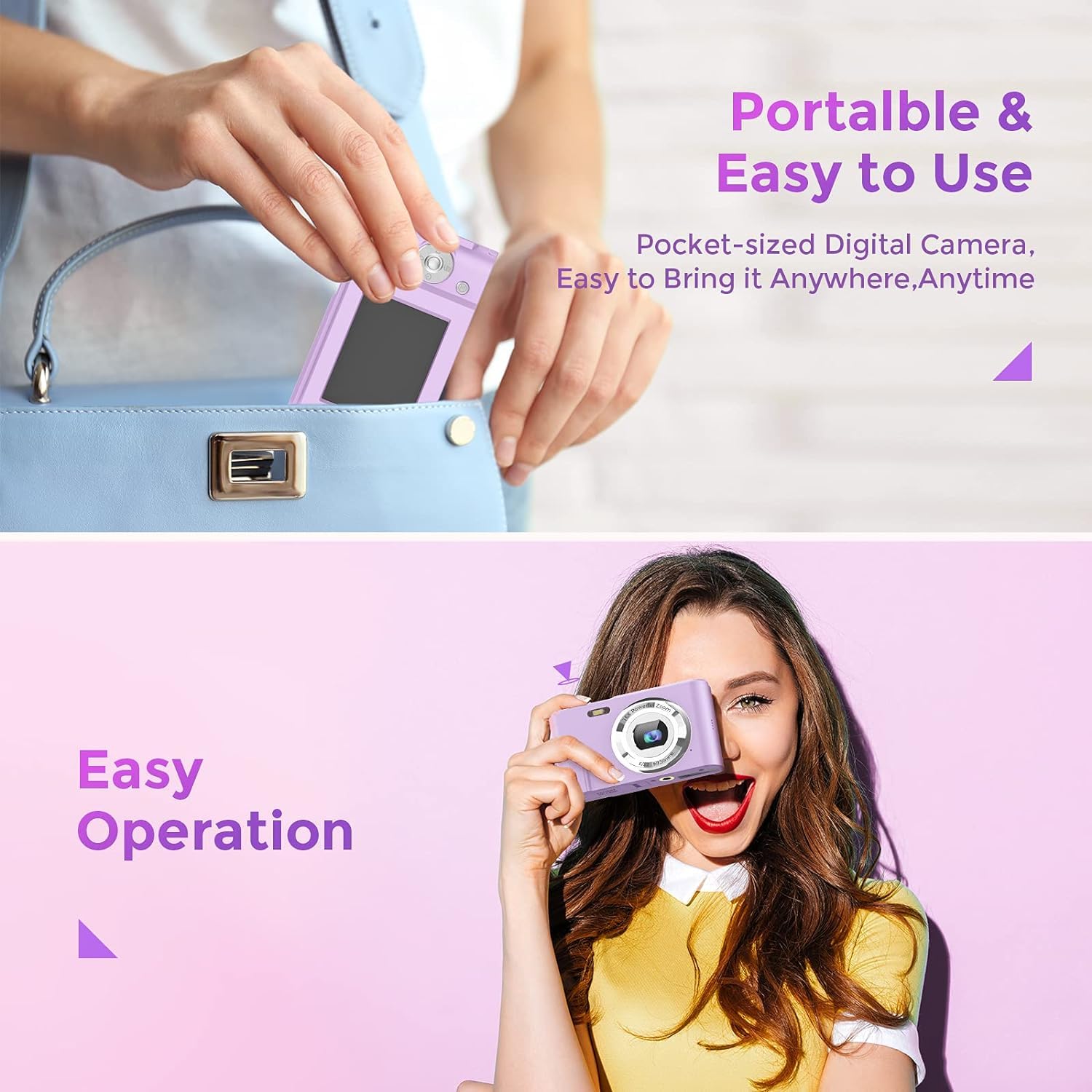 FamBrow Digital Camera, FHD 1080P 36MP Vlogging Camera Portable Mini Camera Compact Camera for Kids